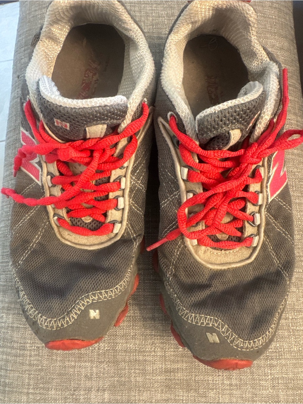New Balance Gray and Red Women's Athletic Shoes